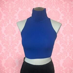 💙✨ AMERICAN APPAREL ROYAL BLUE SLEEVELESS TURTLENECK CROP ✨💙